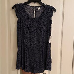 Old Navy Navy Blue Patterned Blouse